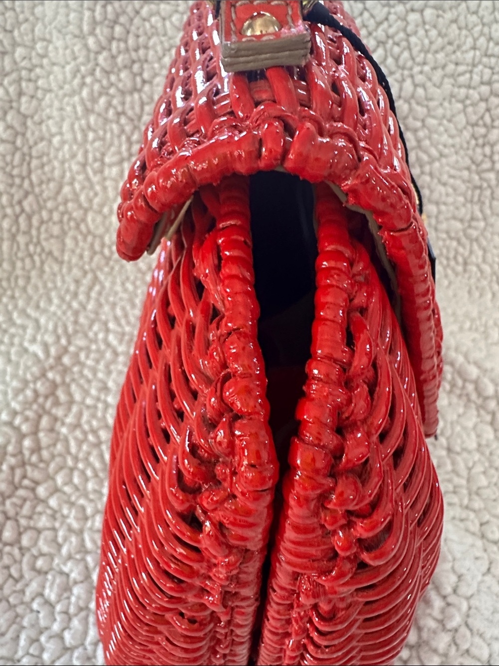 Salvatore Ferragamo Gancini Red Woven Rattan Basket Top-Handle Satchel with CoA - Picture 8 of 16